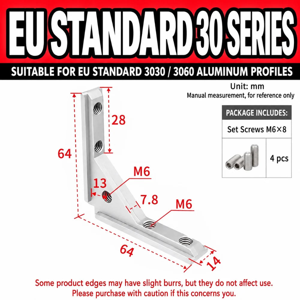 Aluminum Angle Slot Connector L Bracket 2020 3030 4040 Profile Corner Bracket Richie's 1pcs 3030