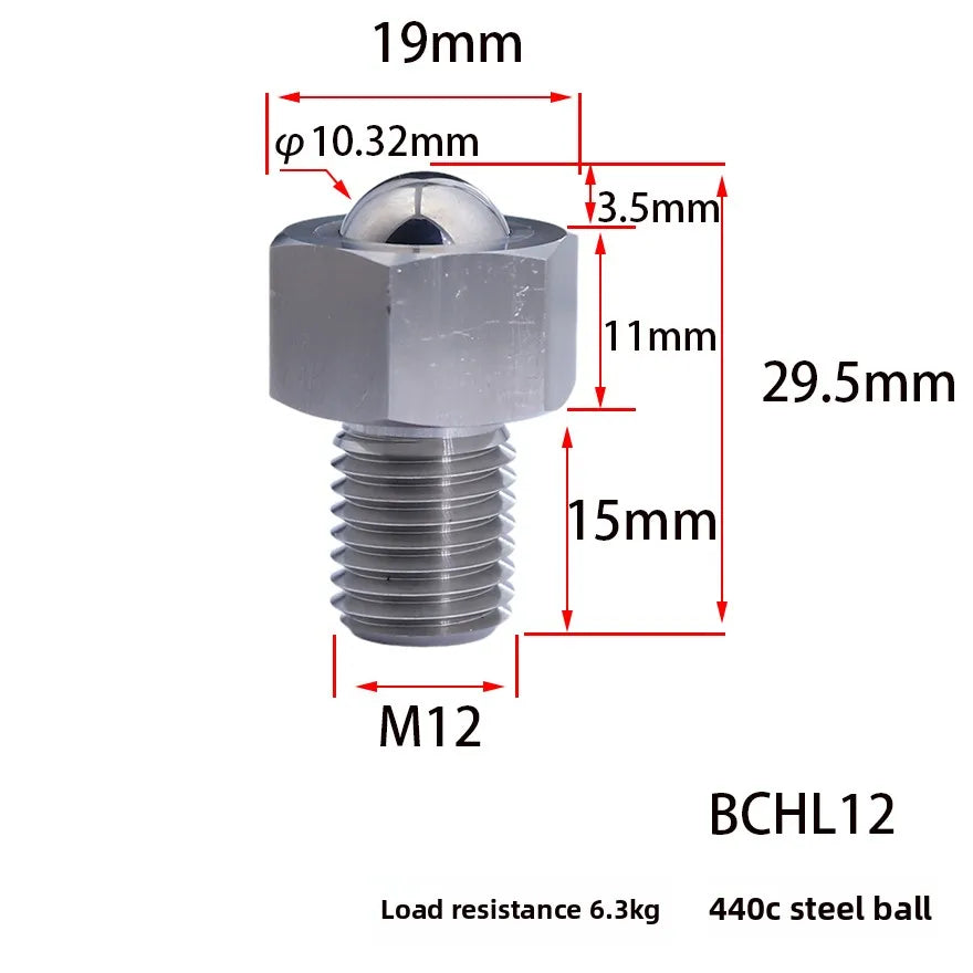 M5–M20 Universal Ball Hex Bolt – Conveyor Roller Connector Hex Bolt Connector Richie's BCHL12440CQDE02-12