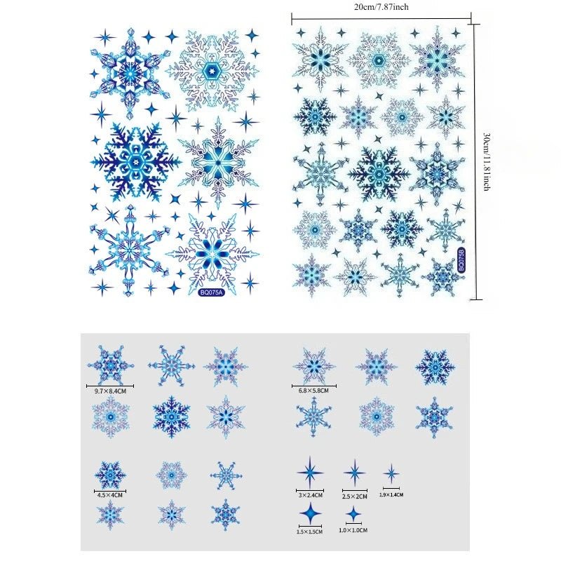 Snowflake Window Clings – Electrostatic Christmas Decals Window Clings Decor Richie's blue76pcs 2sheets 85x215cm