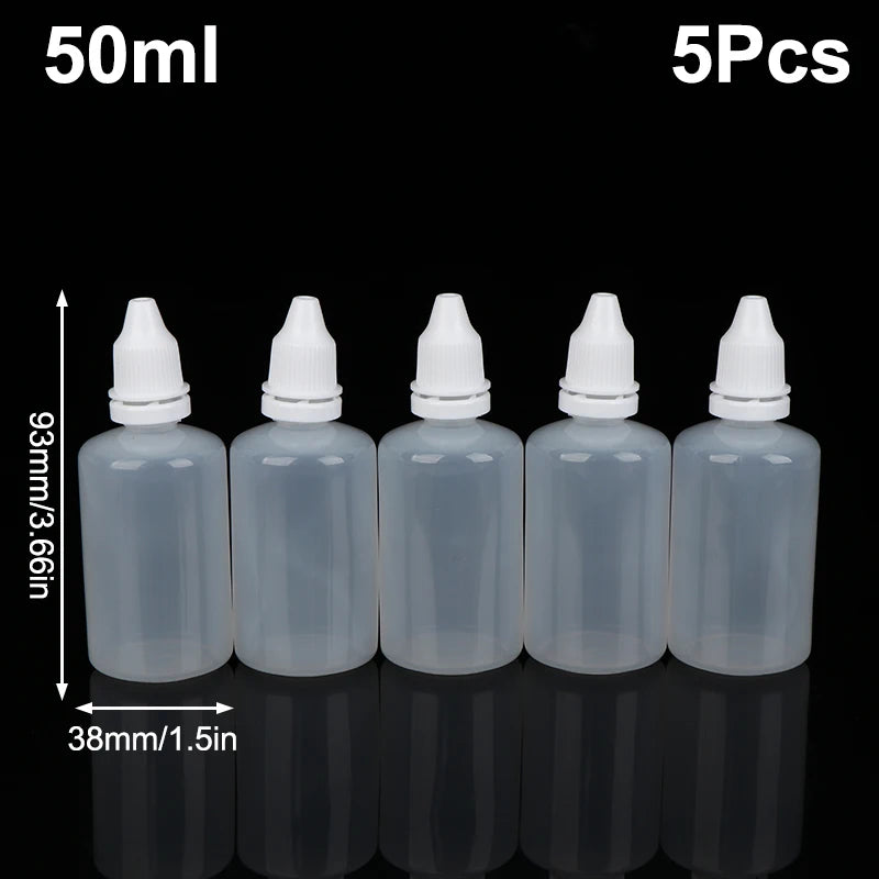 5-Pack Refillable Squeeze Dropper Bottles 3–100ml | Oil, Paint & Ink Squeeze Dropper Bottles Richie's 50ml