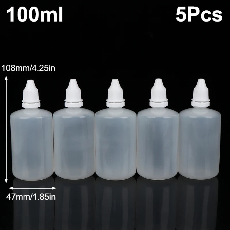 5-Pack Refillable Squeeze Dropper Bottles 3–100ml | Oil, Paint & Ink Squeeze Dropper Bottles Richie's 100ml