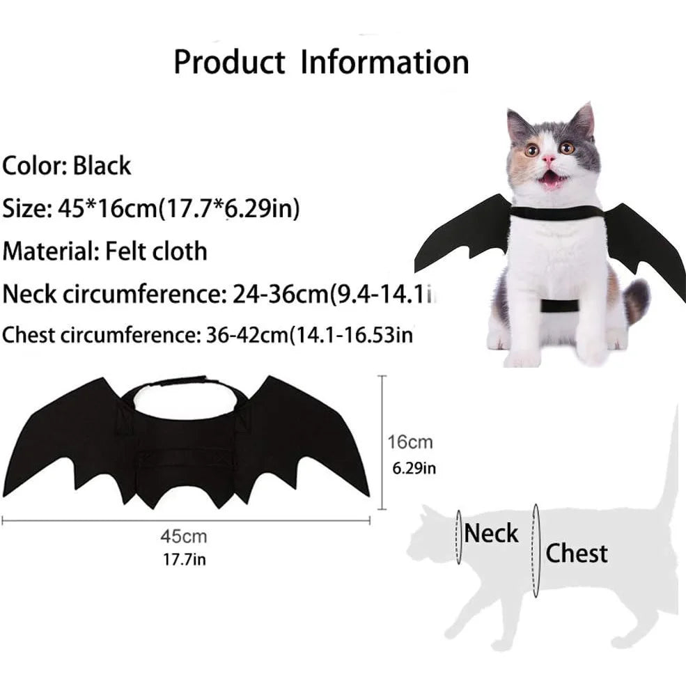 Halloween Bat Wings Harness Costume for Cats & Dogs Pet Costume Richie's 1pc