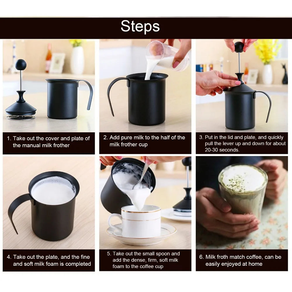 Manual Stainless Steel Milk Frother – Double Mesh Coffee Foamer Manual Milk Frother Richie's