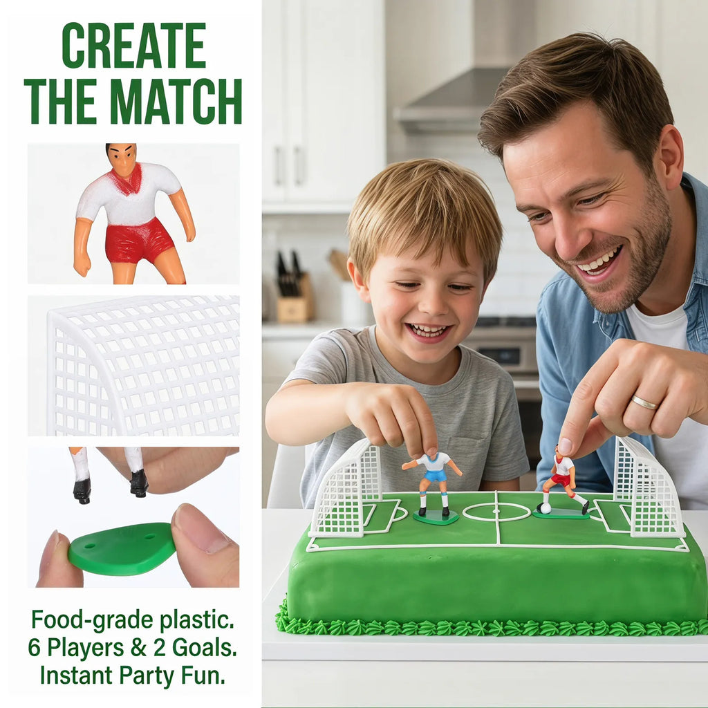 8-Piece Football Cake Topper Set – Soccer Players & Goals Cake Topper Set Richie's