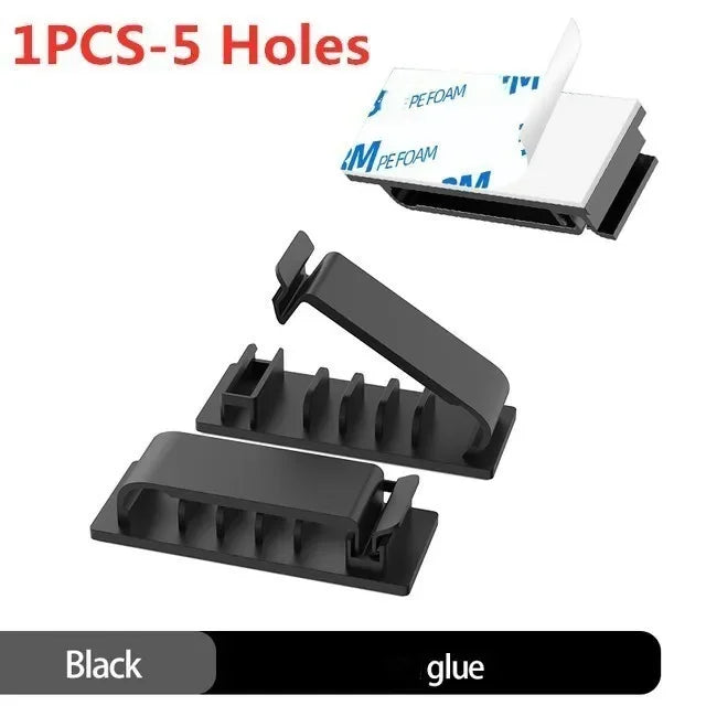 Self-Adhesive Cable Organizer Clips – Wire Cord Manager Cable Organizer Clips Richie's 5 Holes-Black