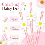 10 Pink Chrysanthemum Paper Straws – Decorative Disposable Decorative Paper Straws Richie's