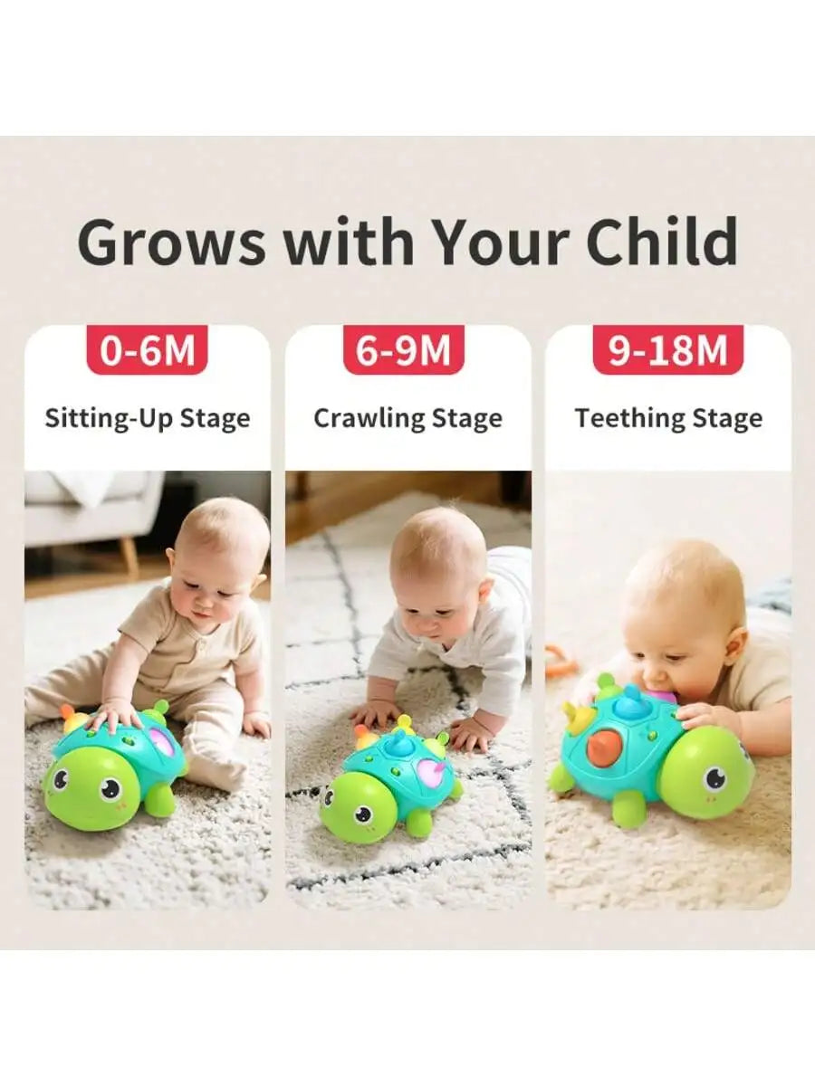 Baby Crawling Turtle Toy – Sound, Light & Silicone Teether Baby Crawling Toy Richie's