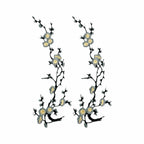 Cherry Blossom Iron-On Embroidery Patches – 2Pcs Floral Appliqué Embroidery Iron-On Patch Richie's Silver