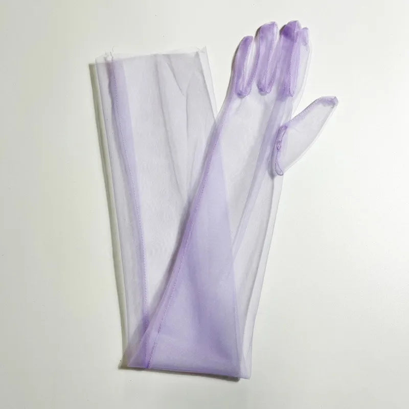 Women's Lace Tulle Long Gloves – Wedding, Prom & Party Bridal Lace Gloves Richie's purple
