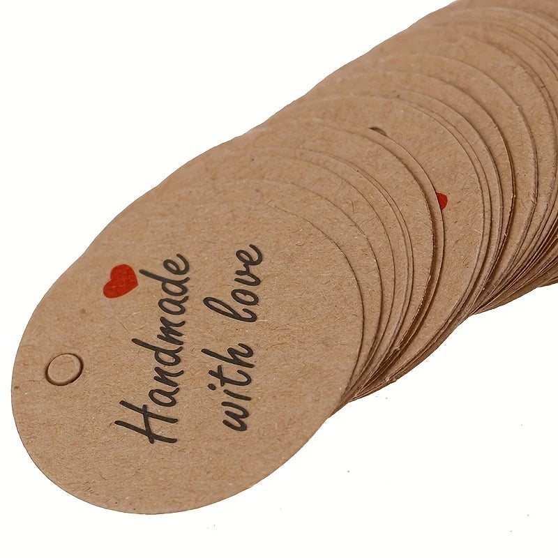 Kraft Paper Hang Tags "Handmade with Love" + 20m Twine Included Kraft Gift Tags Richie's