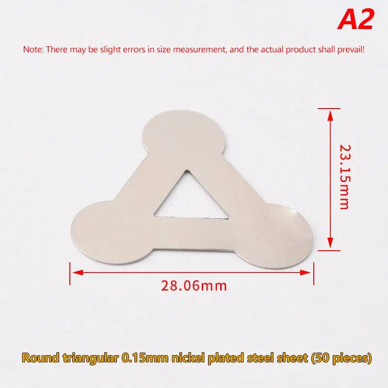 50Pcs T-Shape Nickel Tabs 18650 Battery Spot Welding 0.15mm Battery Welding Tabs Richie's Round Triangle X50