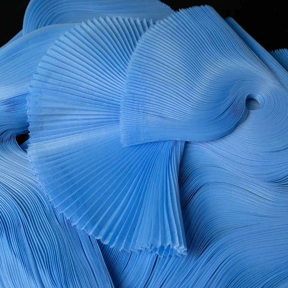Pleated Organza Fabric 142cm Wide | 1 Yard DIY Dress Decor Pleated Organza Fabric Richie's Blue