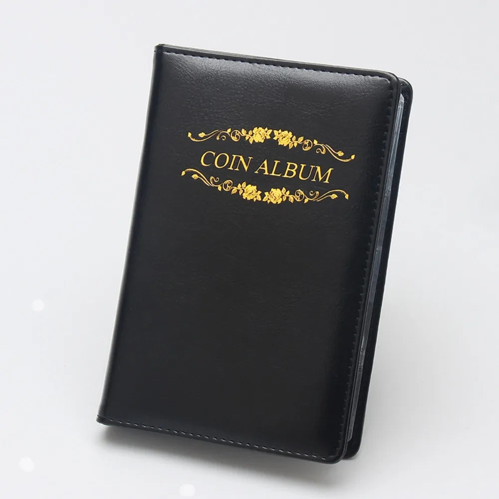 PU Leather Coin Album 120 Pockets – Crown & Rose Design Coin Collection Album Richie's Rose Black