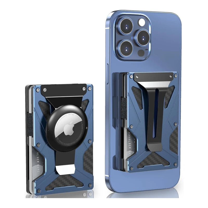 Zeeker 5-in-1 Minimalist Wallet with AirTag Slot & Money Clip Minimalist Wallet Richie's Blue