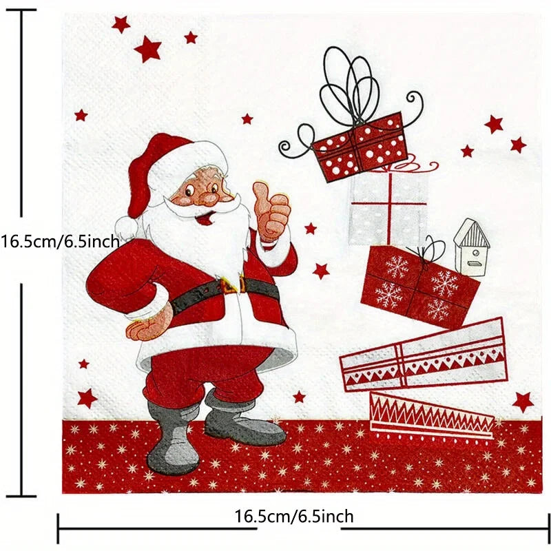 Christmas Disposable Napkins – Santa Print, 20/40/60 Pack Disposable Party Napkins Richie's