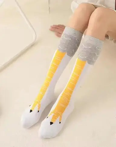 Women's 3D Chicken Paw Print Thigh High Socks Cosplay Novelty Thigh High Socks Richie's white Short One Size China Mainland