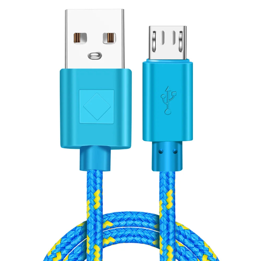 FUCHU 2m Nylon Braided Micro USB Fast Charging Cable – Multi-Color Micro USB Cable Richie's Bule 2m