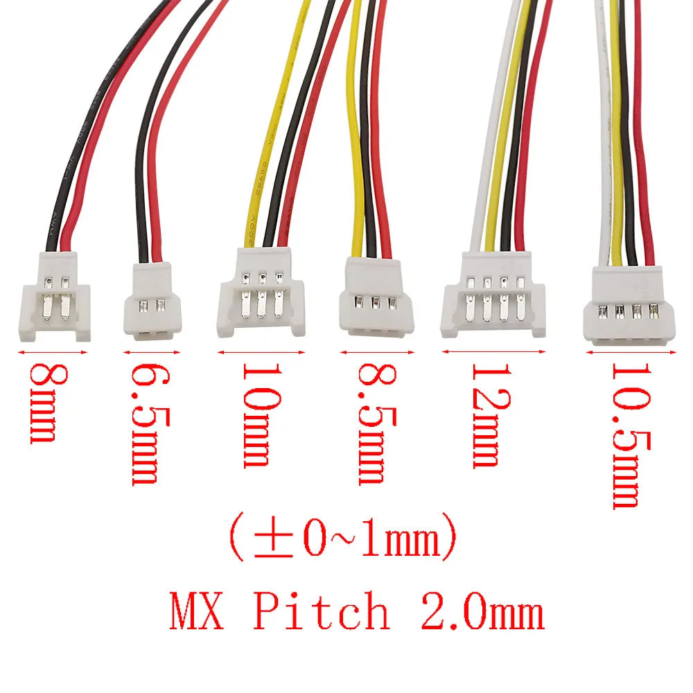 MX 2.0mm 2/3/4 Pin Male Female Wire Connector 26AWG Cable Wire Connector Richie's