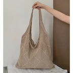 Large Capacity Knitted Crochet Shoulder Bag for Women Knitted Shoulder Bag Richie's khaki