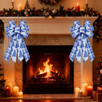 Christmas Wired Ribbon Blue White Stripe Snow Tree Pattern Christmas Craft Ribbon Richie's