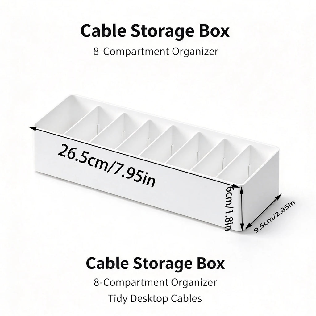 8-Grid Desktop Cable & Charger Storage Box Organizer – White Cable Storage Organizer Richie's