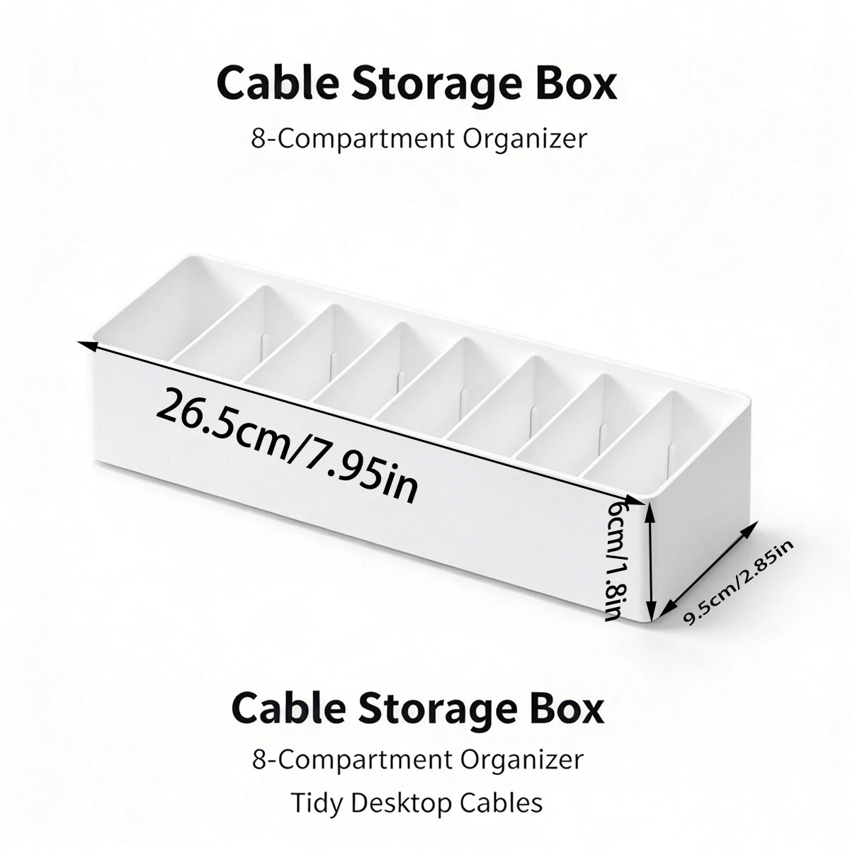 8-Grid Desktop Cable & Charger Storage Box Organizer – White Cable Storage Organizer Richie's
