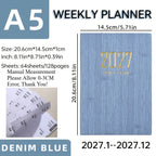2027 A5 Weekly & Daily Planner Calendar Schedule Book Daily Weekly Planner Richie's Denim Blue 1 Piece A5