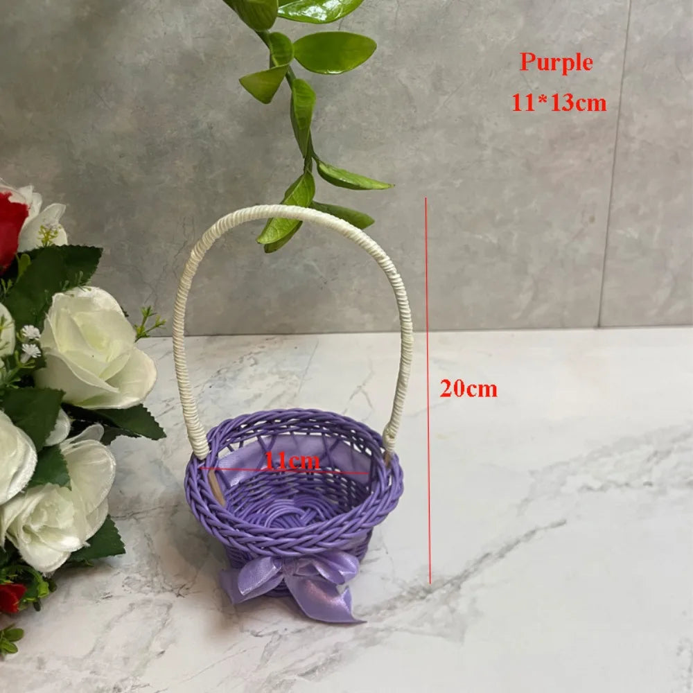 Handwoven Imitation Rattan Storage Basket with Handle – 8 Styles Woven Storage Basket Richie's Purple