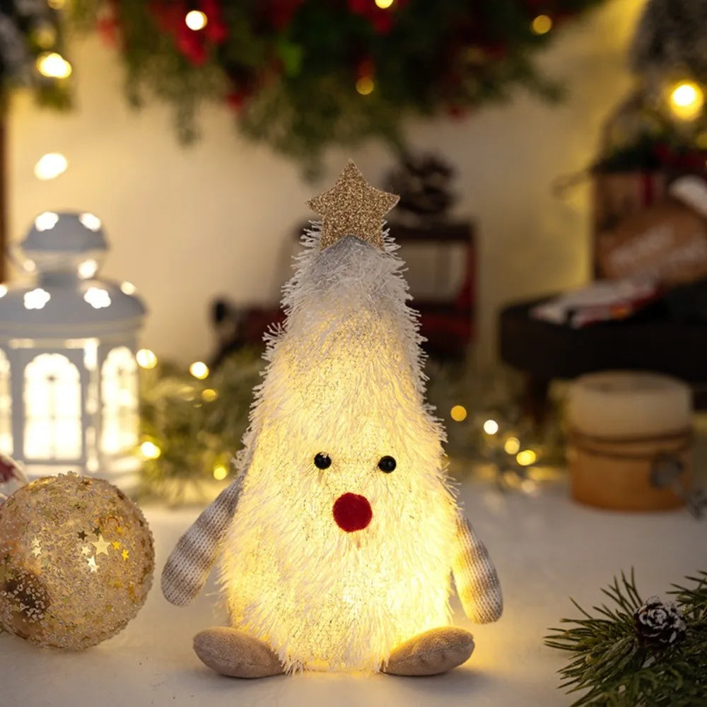 Fluffy LED Christmas Tree Figurine | 3D Xmas Glowing Décor Christmas Figurine Richie's White B