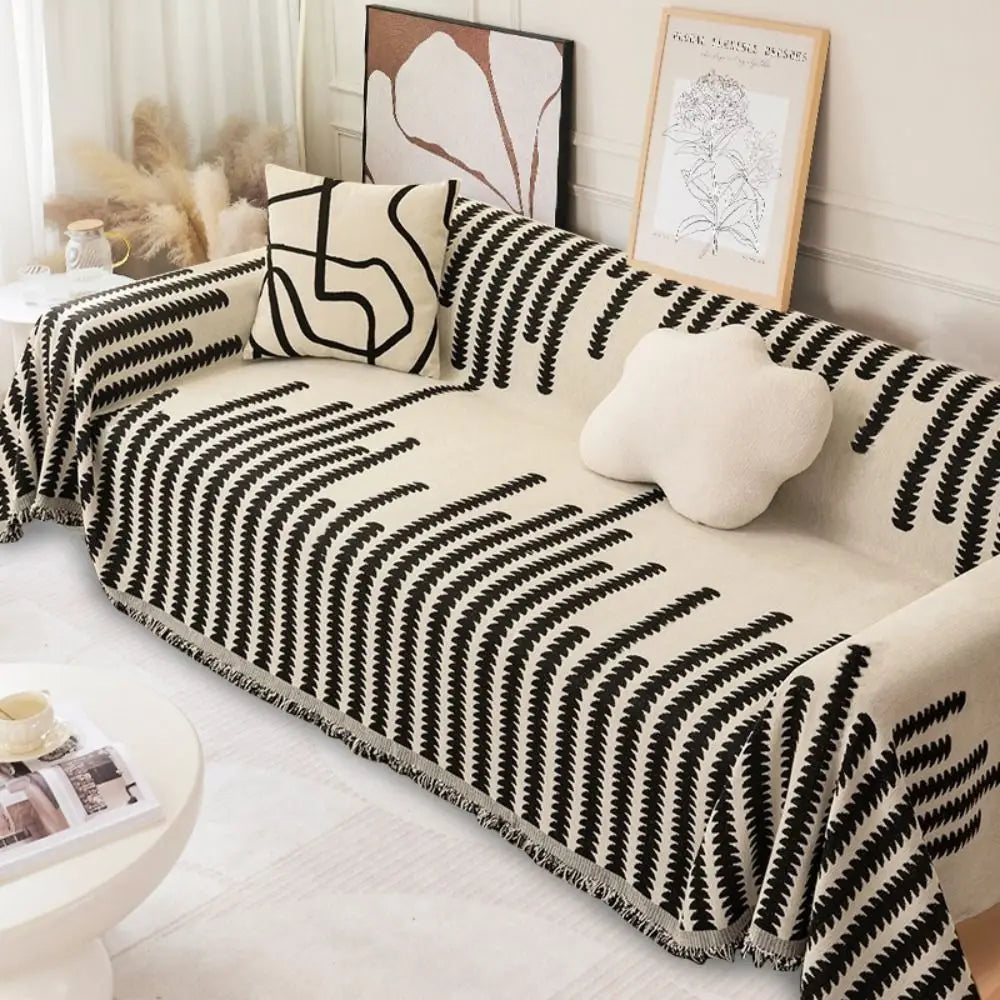 Reversible Chenille Sofa Cover – Non-Slip Scratch Proof Couch Shawl Sofa Cover Throw Richie's Black