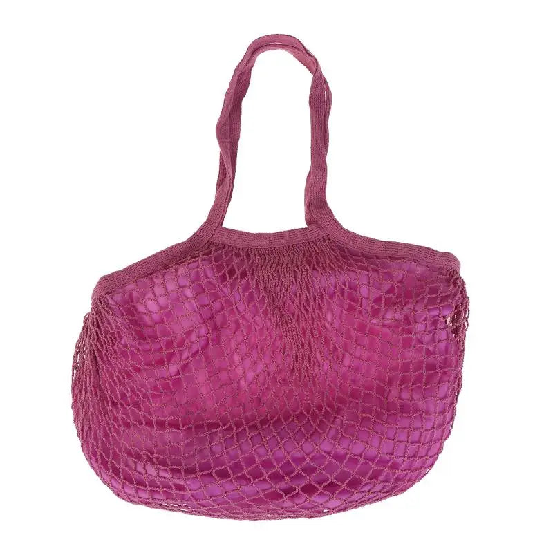 Foldable Cotton Mesh Grocery Tote – Reusable Eco Shopping Bag Reusable Tote Bag Richie's Flesh pink purple