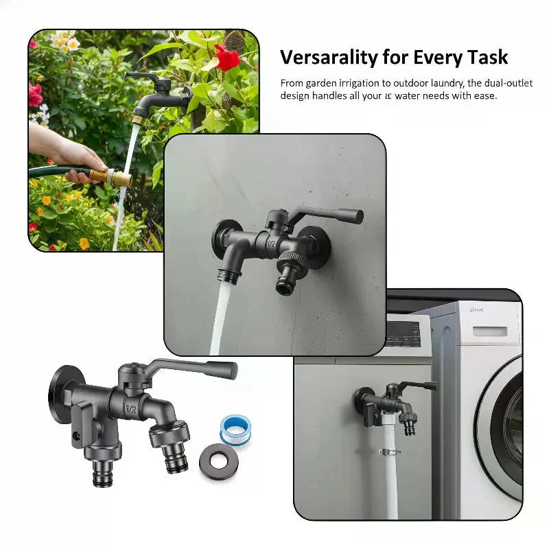 Dual Outlet Zinc Alloy Freeze-Proof Outdoor Garden Faucet Garden Faucet Richie's