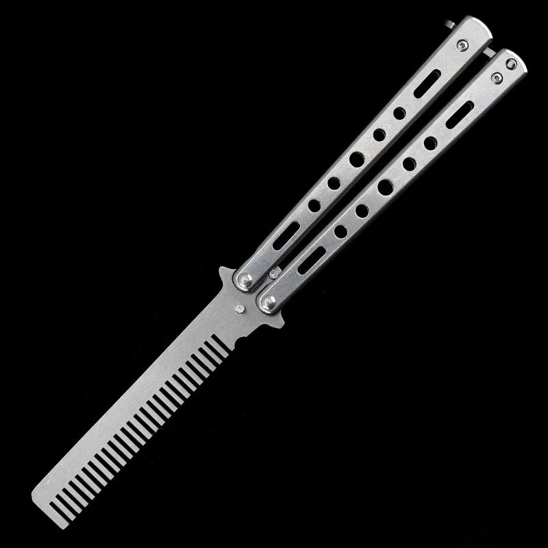 Foldable Butterfly Comb – Stainless Steel Beard & Hair Tool Hair Styling Comb Richie's GJ17-White