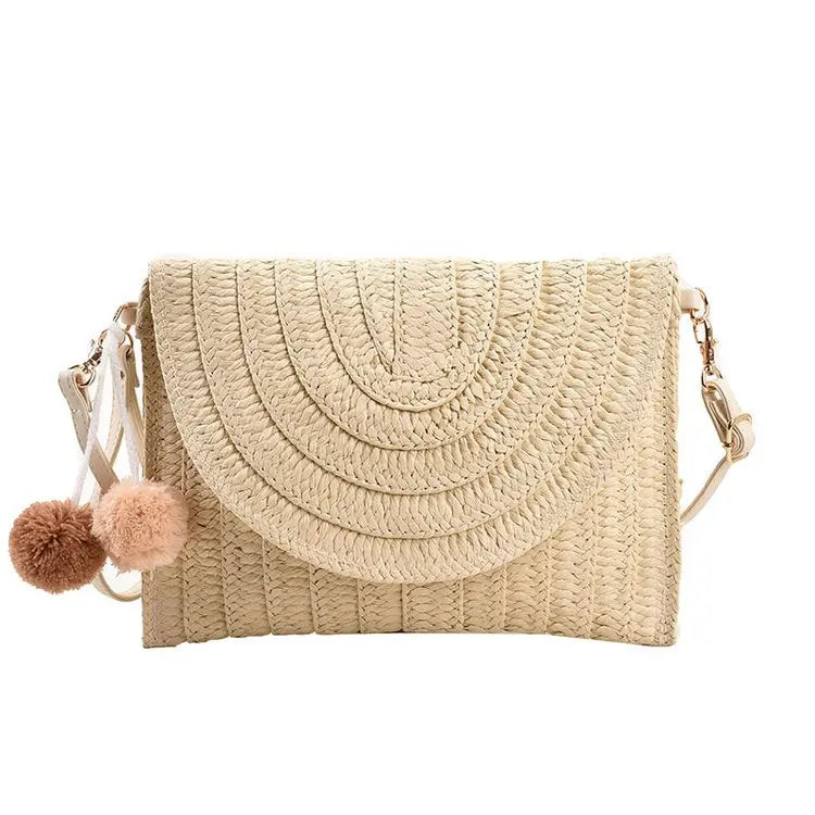 Women's Straw Wicker Crossbody Bag – Summer Beach Clutch Purse Straw Crossbody Bag Richie's Creamy-white Magnetic buckle