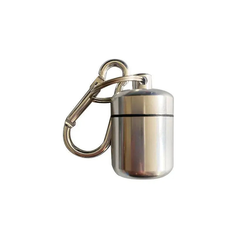 Waterproof Mini Pill Box Keychain – Aluminum Sealed Container Keychain Pill Box Richie's Silver