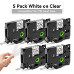 5-Pack TZe-231 Laminated Label Tape – Brother P-Touch Compatible Label Printer Tape Richie's 5PK White on Clear 6mm
