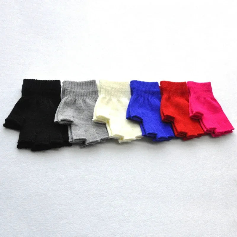 Kids Fingerless Knit Gloves – Stretchy Half-Finger Winter Mittens Kids Winter Gloves Richie's
