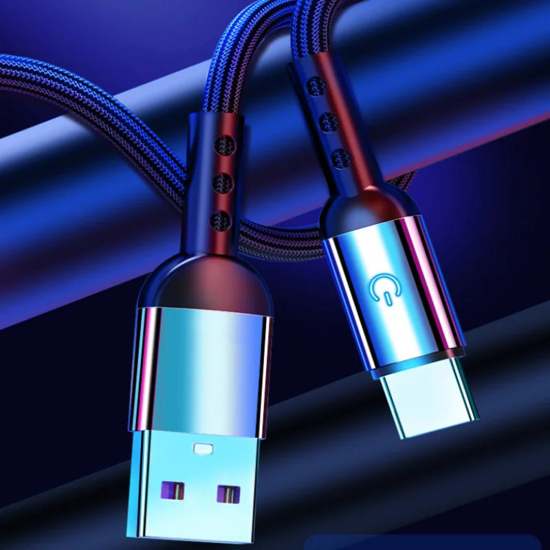 FUCHU Braided USB-C Cable LED Indicator Fast Charging 1.2M USB-C Charging Cable Richie's