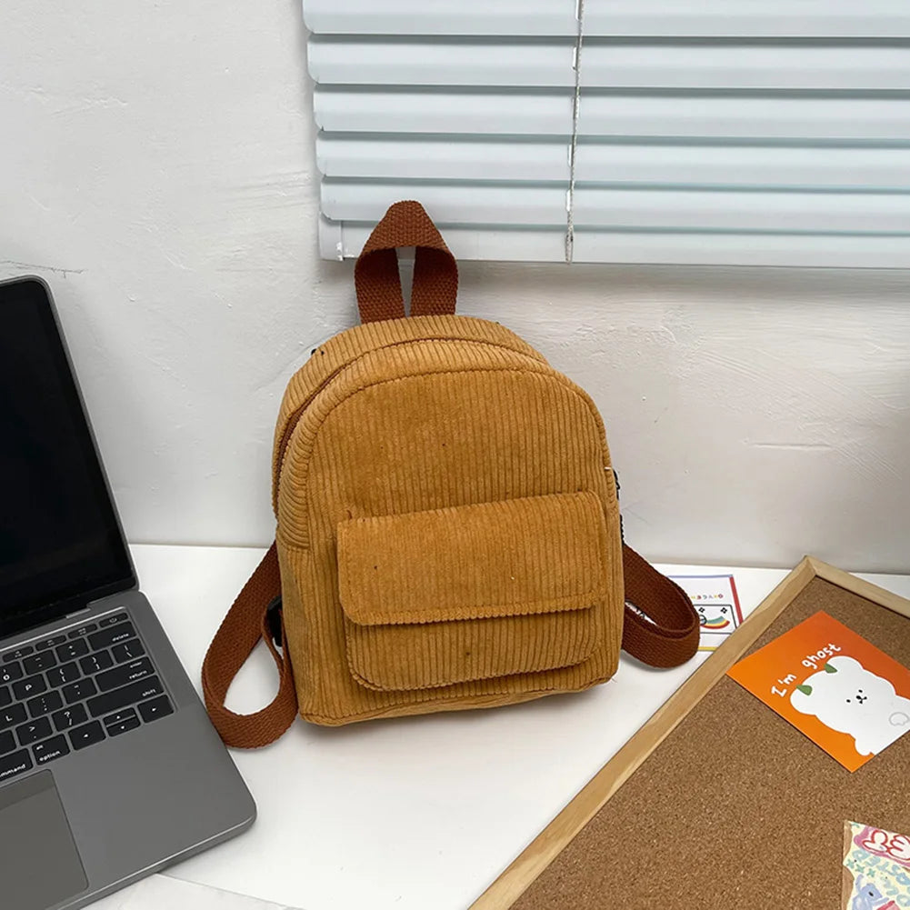 Women's Mini Corduroy Backpack – Casual Small Travel Bag Mini Backpack Richie's Brown China Mainland