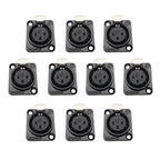 10Pcs 3-Pin XLR Male Female Connectors Black Metal Solder XLR Audio Connector Richie's 10 Female