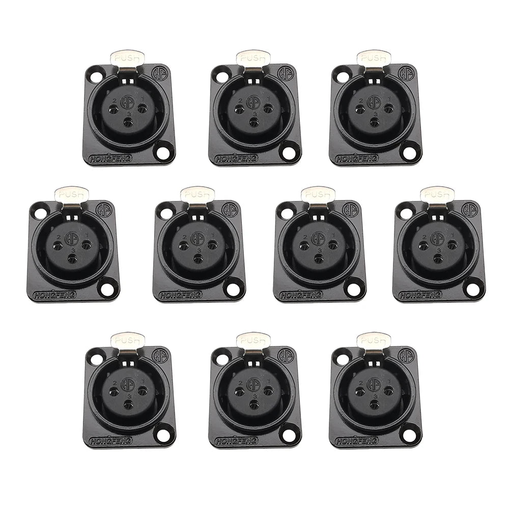 10Pcs 3-Pin XLR Male Female Connectors Black Metal Solder XLR Audio Connector Richie's 10 Female