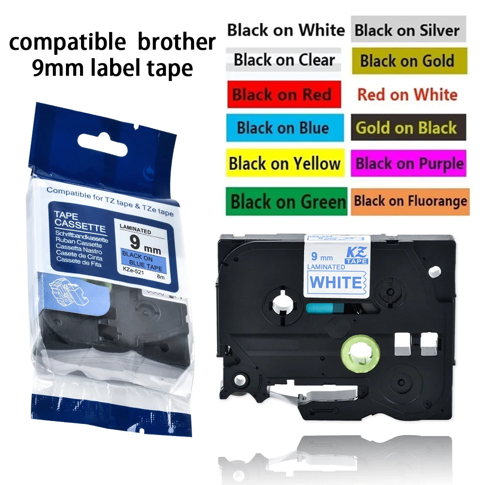9mm TZe-221 Laminated Label Tape for Brother P-Touch Printers Label Maker Tape Richie's
