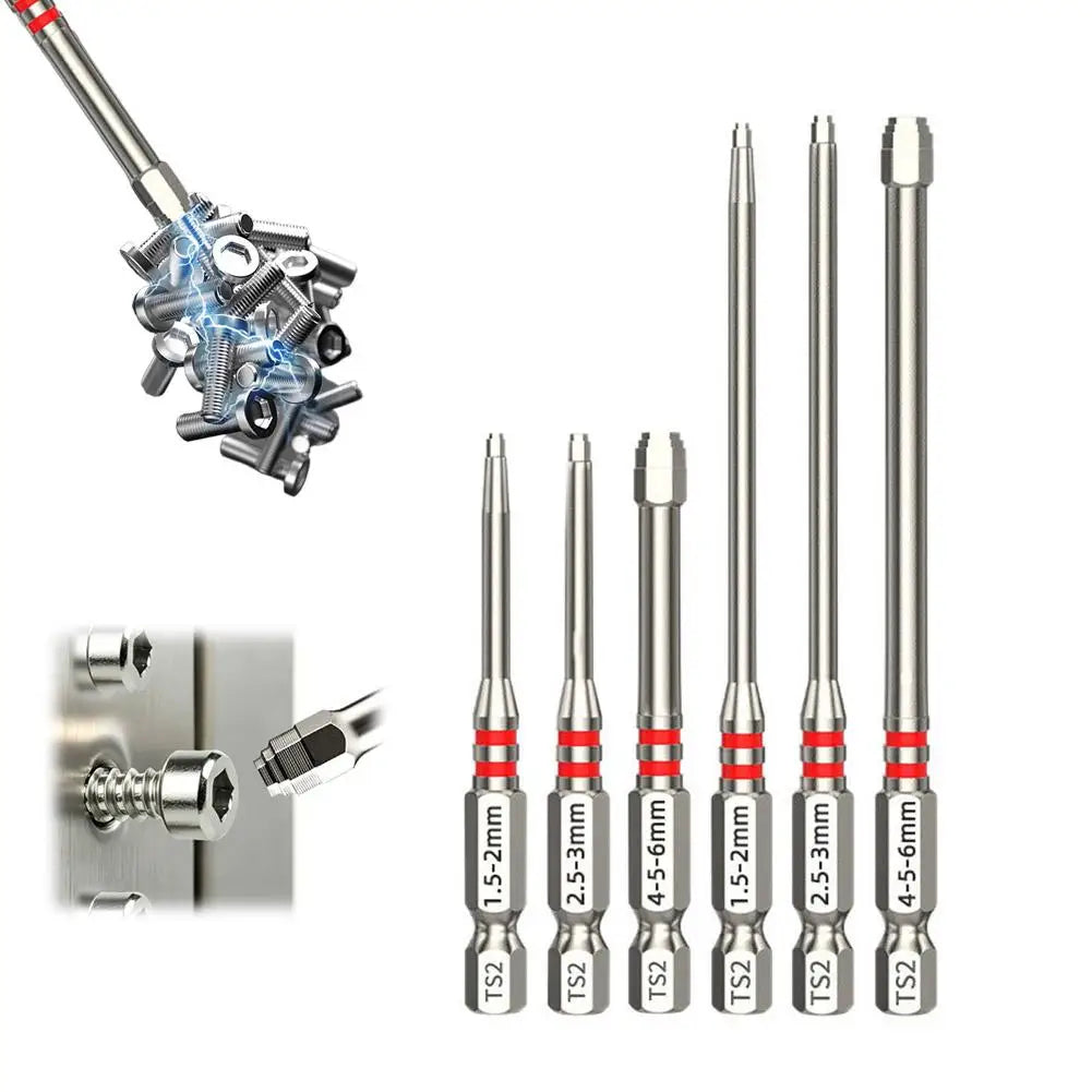6Pcs Step Hex Screwdriver Bit Set S2 Steel | 65mm & 100mm Hex Screwdriver Bit Set Richie's 6pcs