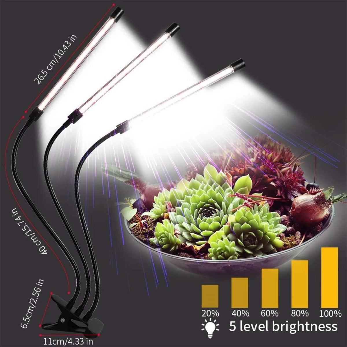 KEBINCPLED USB Clip Plant Grow Light – Dimmable LED 2/3 Head LED Plant Grow Light Richie's
