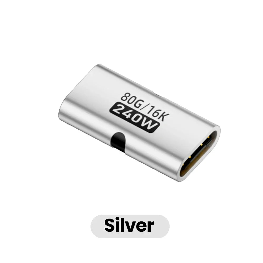 FUCHU USB-C to USB-C Adapter – PD 240W, 80Gbps, 16K@60Hz USB-C Adapter Richie's Silver