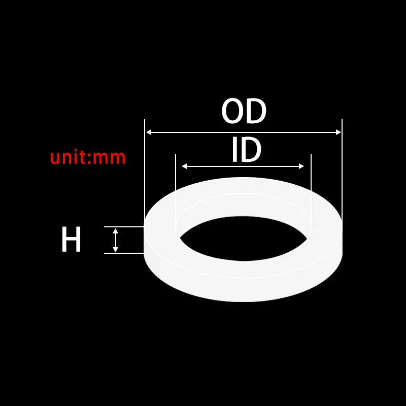 H2.5mm Flat Rubber Gasket M2–M42 NBR VMQ FKM Sealing Washer Rubber Sealing Gasket Richie's ID5xOD9-30pcs Silicone rubber 2.5mm