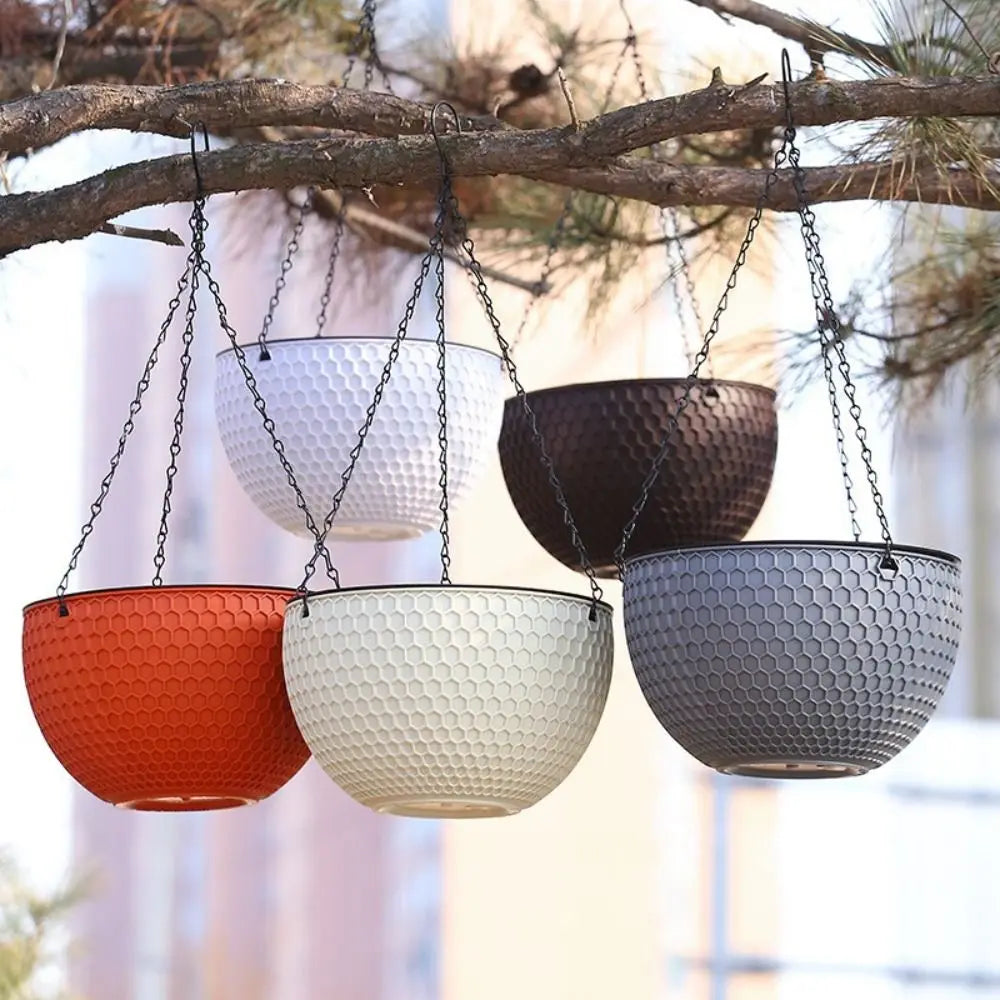 Hanging Woven-Look Self-Watering Flower Basket Hydroponic Pot Hanging Flower Basket Richie's