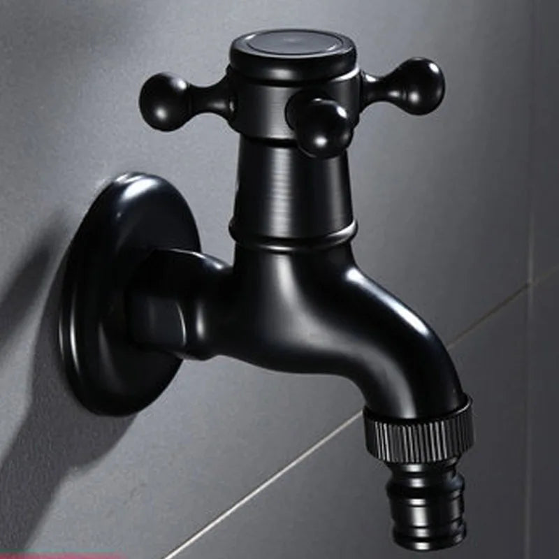 HOBHE Matte Black Brass Wall Mount Bibcock Faucet – Garden & Laundry Wall Mount Faucet Richie's