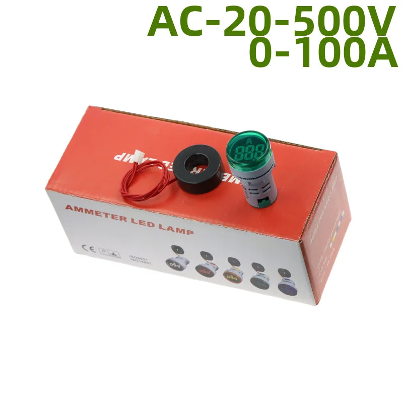 10pc 22MM Digital Ammeter Voltage Panel Meter LED AC 20-500V Digital Panel Meter Richie's Green 10pcs-A AC20-500V 0-100A