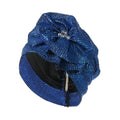 Women Glitter Turban Hat Rhinestone Flower Hijab Bonnet Cap Turban Hat Richie's 12693-dark blue
